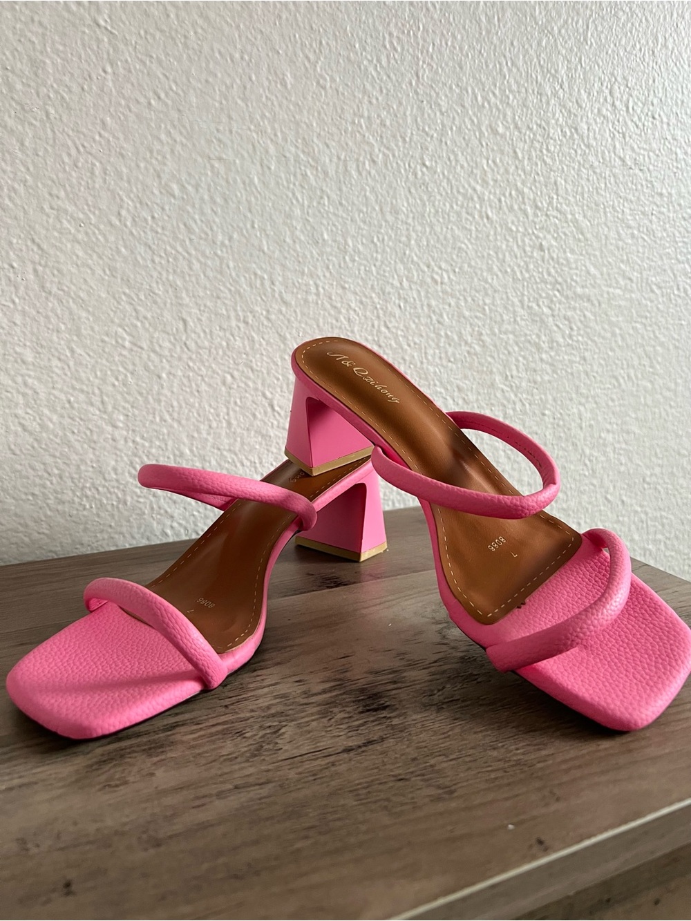 Pink Strappy Block Heel Sandals